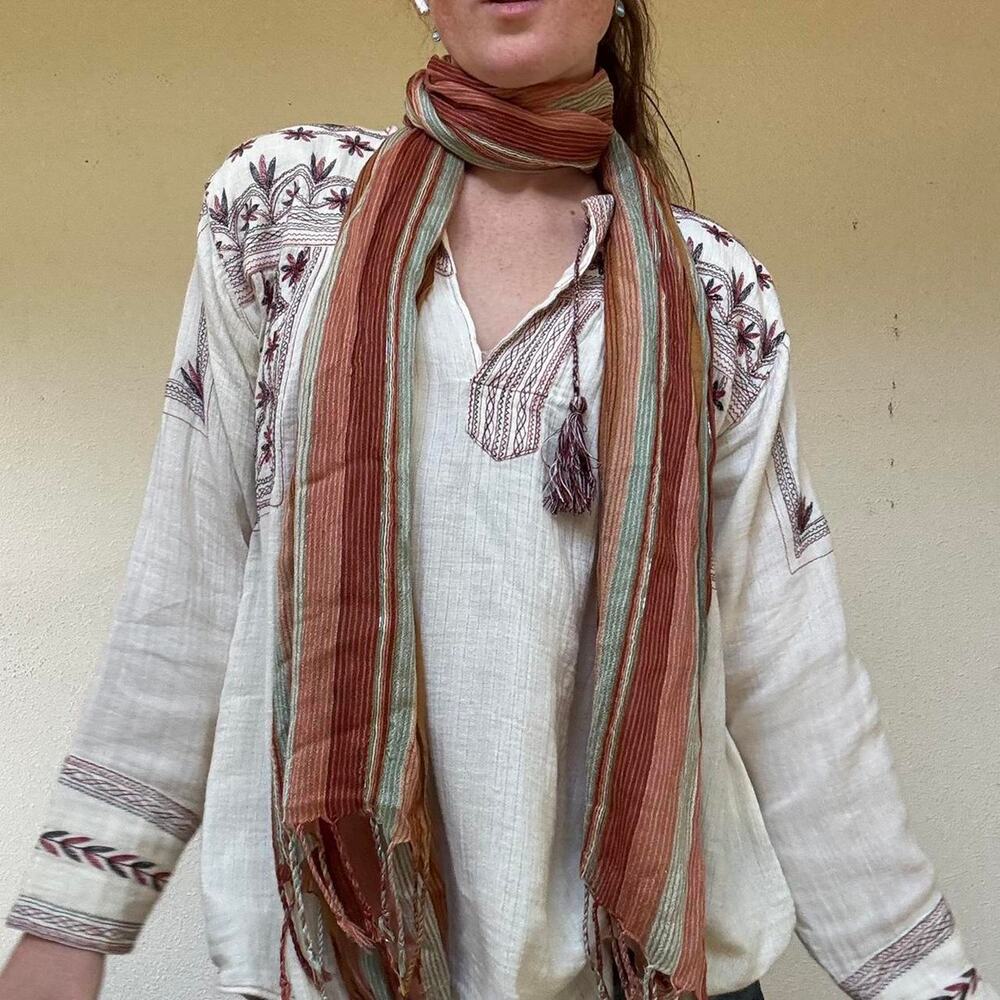 Boho multicoloured striped metallic scarf - Picture 2 of 6